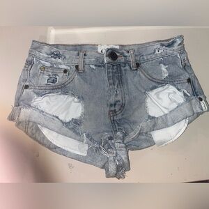 Light blue denim one teaspoon bandit shorts